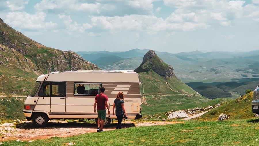 Motorhome on a scenic Durmitor mountain road