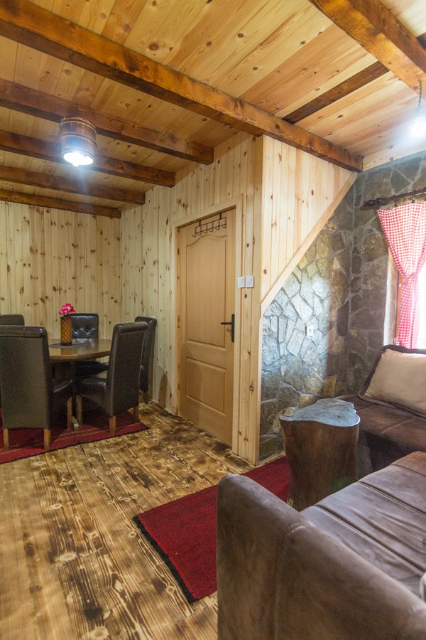 Apartment living area and wooden ceiling