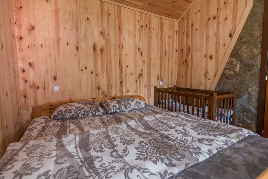 Double bed and baby cot