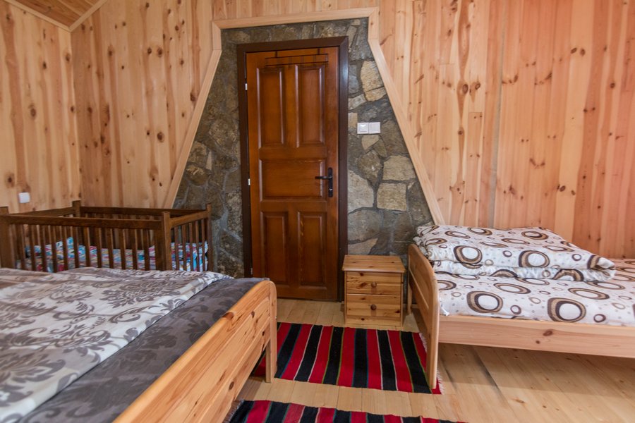Bedroom with double and single beds