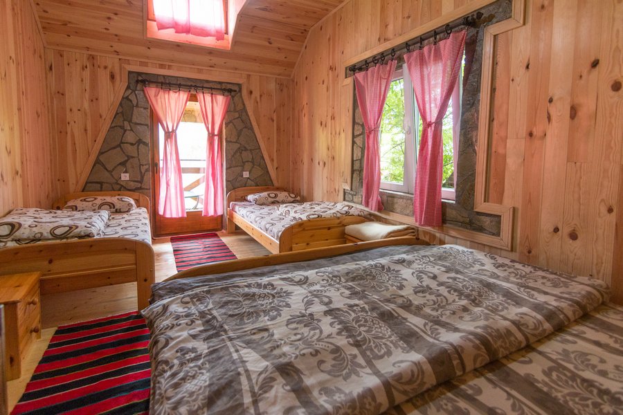 Family bedroom with wooden beds