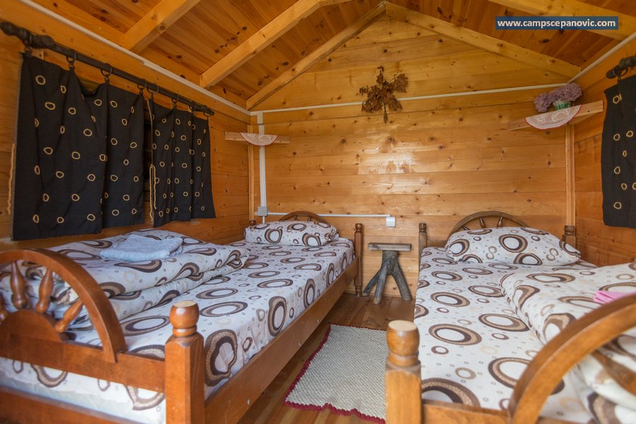 Cabin interior with twin beds
