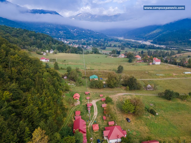 Aerial view of Camp Scepanovic and Tara valley